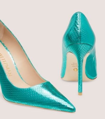 Stuart Weitzman,STUART 100 PUMP,Turquoise,Detailed View