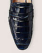 Stuart Weitzman,Jet Loafer,Loafer,Croc embossed leather,Indigo,top down View