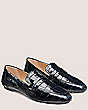 Stuart Weitzman,Jet Loafer,Loafer,Croc embossed leather,Indigo,Angle View