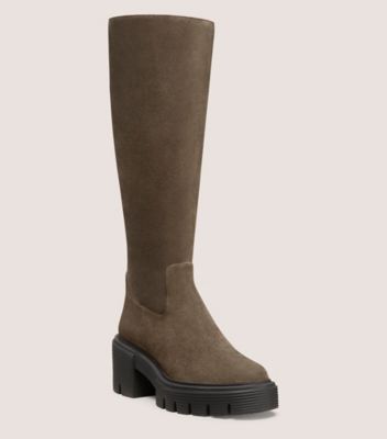 Stuart Weitzman,SOHO KNEE-HIGH BOOT,Rubber,Boots,Day Party,Brown,Side View