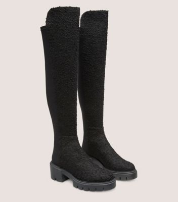 Stuart Weitzman,5050 Soho Boot,Boot,Bouclé & gabardine,Black,Angle View