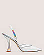 Stuart Weitzman,Stuart Xcurve 100 Slingback,Pump,Textured iridescent patent & PVC,Silver & Clear,Front View