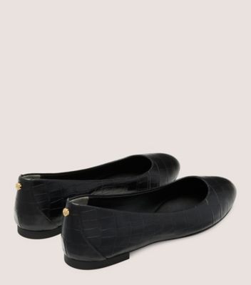 Stuart Weitzman,Gabby Rivet Flat,Flat,Croc printed leather,Black