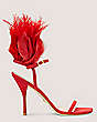 Stuart Weitzman,Plume 100 Sandal,Sandal,Suede & feather,Lipstick Red,Front View