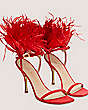 Stuart Weitzman,Plume 100 Sandal,Sandal,Suede & feather,Lipstick Red