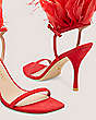 Stuart Weitzman,Plume 100 Sandal,Sandal,Suede & feather,Lipstick Red
