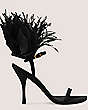 Stuart Weitzman,Plume 100 Sandal,Sandal,Suede & feather,Black,Front View