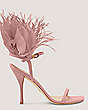 Stuart Weitzman,Plume 100 Sandal,Sandal,Suede & feather,Poudre,Front View