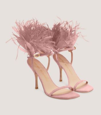 Stuart Weitzman,Plume 100 Sandal,Sandal,Suede & feather,