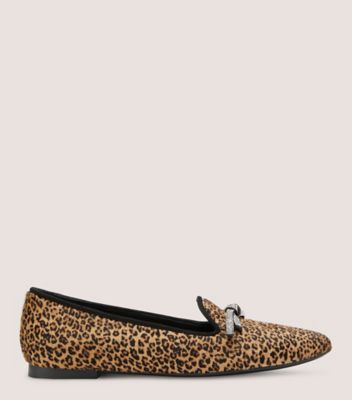 Stuart Weitzman,SW Bow Loafer,Loafer,Mini jaguar calf hair,Cheetah,Front View