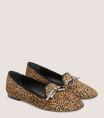 Stuart Weitzman,SW Bow Loafer,Loafer,Mini jaguar calf hair,Cheetah