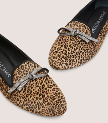 Stuart Weitzman,SW Bow Loafer,Loafer,Mini jaguar calf hair,Cheetah