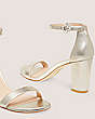 Stuart Weitzman,Nearlynude Gem Buckle Sandal,Sandal,Liquid Metallic Leather,Light Gold,Detailed View