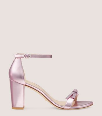 Metallic Bow Block Heel Sandals Gold, Occasion Shoes