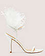 Stuart Weitzman,Plume 100 Sandal,Sandal,Smooth leather & feather,White,Front View