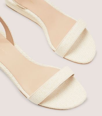 Stuart Weitzman,AVENUE 35 ANKLE-STRAP WEDGE SANDAL,Leather,Raffia,Rubber,Sandals,Day Party,Cream,Detailed View