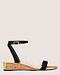 Stuart Weitzman,Avenue 35 Ankle-Strap Wedge Sandal,Sandal,Suede & cork,Black,Front View