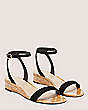 Stuart Weitzman,Avenue 35 Ankle-Strap Wedge Sandal,Sandal,Suede & cork,Black,Angle View