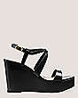 Stuart Weitzman,Avenue 75 Wedge Sandal,Sandal,Patent leather,Black,Front View