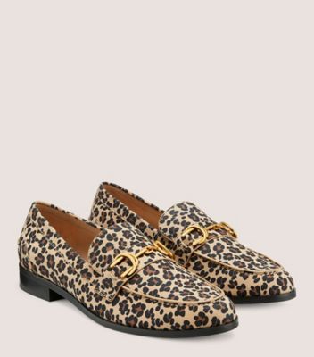 Stuart Weitzman,Flâneur avec boucle Owen,Loafer,Suède cheetah tacheté,Beige doré,Angle View