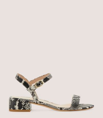 Stuart Weitzman,Dancer 35 Block Sandal,Sandal,Snake printed leather,Natural,Front View