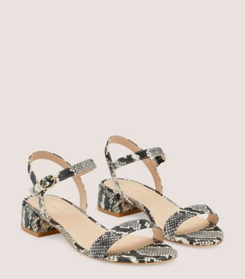 Stuart Weitzman,Dancer 35 Block Sandal,Sandal,Snake printed leather,Natural