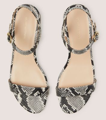 Stuart Weitzman,Dancer 35 Block Sandal,Sandal,Snake printed leather,Natural,Detailed View