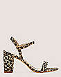Stuart Weitzman,Dancer 75 Block Sandal,Sandal,Spotted cheetah suede,Golden Beige,Front View