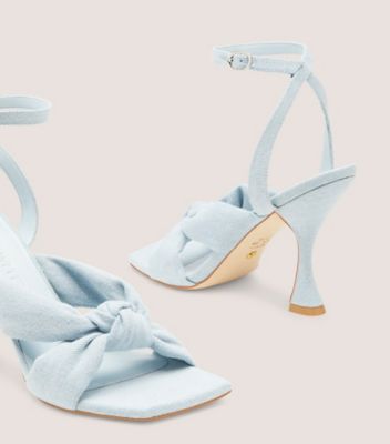 Stuart Weitzman,Sandale à nœud et à sangle de cheville Playa 100 | Stuart Weitzman,Sandal,Denim rétro,Denim délavé pâle