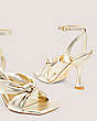 Stuart Weitzman,Playa Ankle-Strap 100 Knot Sandal,Sandal,Liquid Metallic Leather,Platino Gold