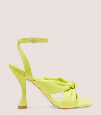 Stuart Weitzman,Playa Ankle-Strap 100 Knot Sandal,Sandal,Lacquered Nappa Leather,Pistachio,Front View