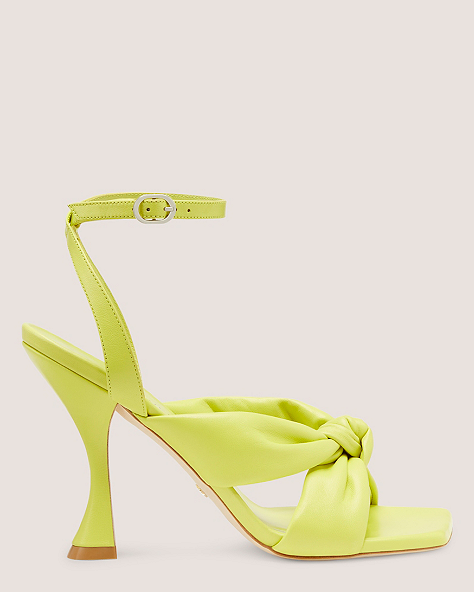 Stuart Weitzman,Playa Ankle-Strap 100 Knot Sandal,Sandal,Lacquered Nappa Leather,Pistachio,Front View