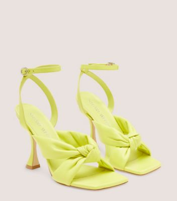 Stuart Weitzman,Playa Ankle-Strap 100 Knot Sandal,Sandal,Lacquered Nappa Leather,Pistachio