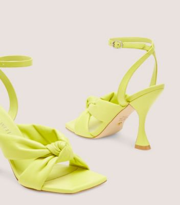 Stuart Weitzman,Playa Ankle-Strap 100 Knot Sandal,Sandal,Lacquered Nappa Leather,Pistachio