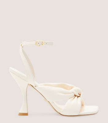 Stuart Weitzman,Playa Ankle-Strap 100 Knot Sandal,Sandal,Lacquered Nappa Leather,Seashell,Front View