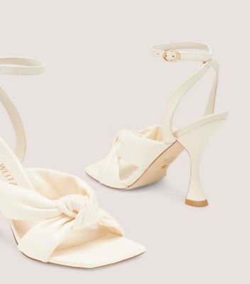 Stuart Weitzman,Playa Ankle-Strap 100 Knot Sandal,Sandal,Lacquered Nappa Leather,Seashell,Detailed View