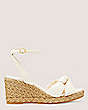 Stuart Weitzman,Playa Espadrille Knot Wedge,Sandal,Lacquered nappa leather & jute,Seashell & Natural,Front View
