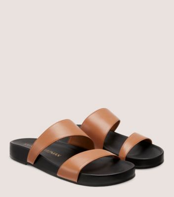 Stuart Weitzman,MIAMI SPORT SLIDE,Nappa Leather,Slides,Casual,Brown,Angle View
