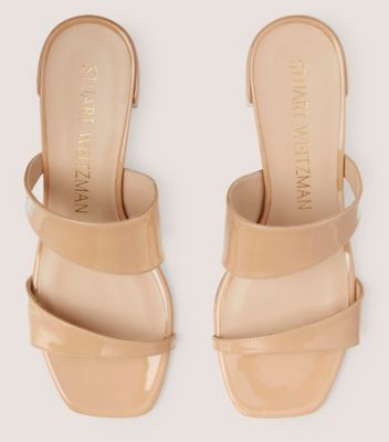 Stuart Weitzman,Miami 35 Slide,Slide,Patent leather,Adobe Beige,Detailed View