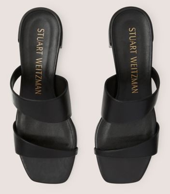 Stuart Weitzman,Miami 35 Slide,Slide,Lacquered Nappa Leather,Black