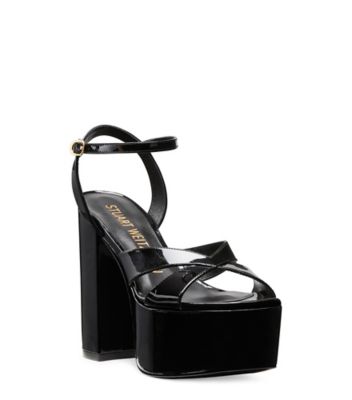 Stuart Weitzman,MIAMI SQUAREHIGH 140 PLATFORM SANDAL,Leather,Rubber,Sandals,Party,