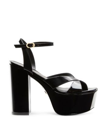 Stuart Weitzman,MIAMI SQUAREHIGH 140 PLATFORM SANDAL,Leather,Rubber,Sandals,Party,
