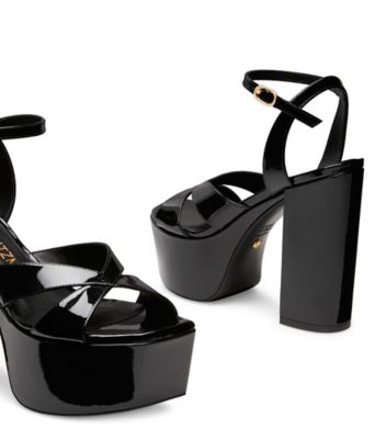 Stuart Weitzman,MIAMI SQUAREHIGH 140 PLATFORM SANDAL,Leather,Rubber,Sandals,Party,