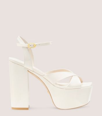 Stuart Weitzman,Sandale à plateforme Miami Squarehigh 140,Sandal,Cuir verni,Coquillage