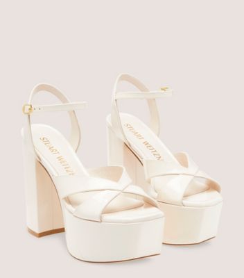 Stuart Weitzman,MIAMI SQUAREHIGH 140 PLATFORM SANDAL,Leather,Rubber,Sandals,Party,White,Angle View