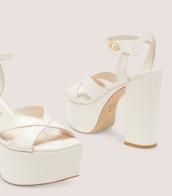Stuart Weitzman,MIAMI SQUAREHIGH 140 PLATFORM SANDAL,Leather,Rubber,Sandals,Party,White,Detailed View