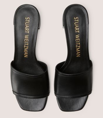 Stuart Weitzman,CAYMAN 35 BLOCK SLIDE,Nappa Leather,Slides,Day Party,Black,Top View