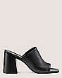 Stuart Weitzman,CAYMAN 85 BLOCK SLIDE,Slide,Lacquered Nappa Leather,Black,Front View