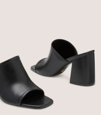 Stuart Weitzman,CAYMAN 85 BLOCK SLIDE,Nappa Leather,Slides,Day Party,Black,Detailed View