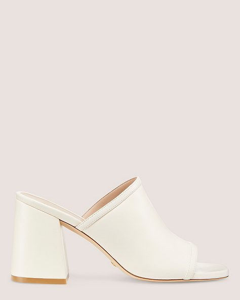 Stuart Weitzman,CAYMAN 85 BLOCK SLIDE,Slide,Lacquered Nappa Leather,Seashell,Front View